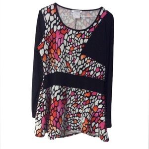 RODAN Bright And Colorful Unique ABSTRACT PRINT Women’s Tunic Top Size LARGE